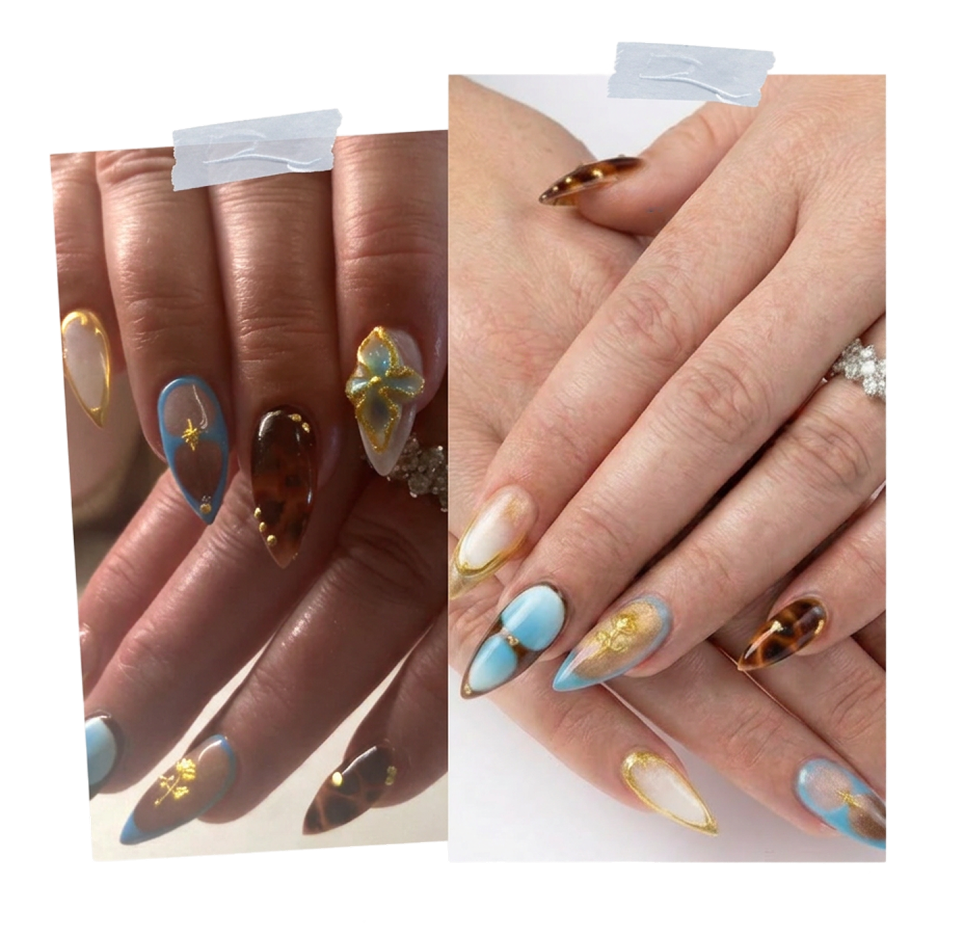 Studio photography retouching example — before and after nail art comparison